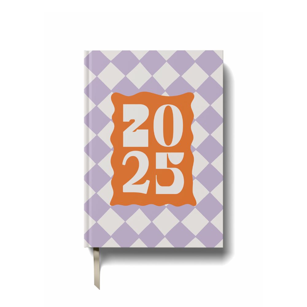 A5 2025 Diary - Week To View - Purple Check