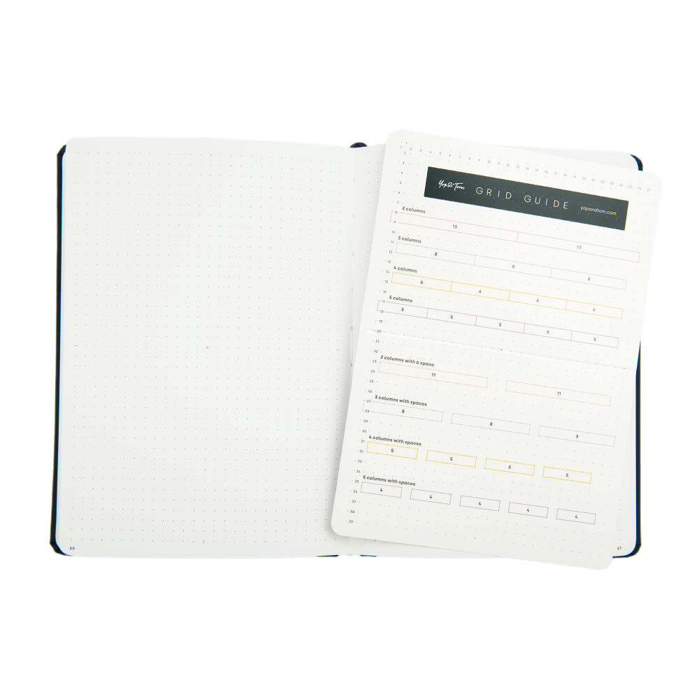 Yop & Tom - Bullet Dot Grid Journal Extra Thick Paper 160 GSM - Hardback A5 - Charcoal Moon and Stars, Black